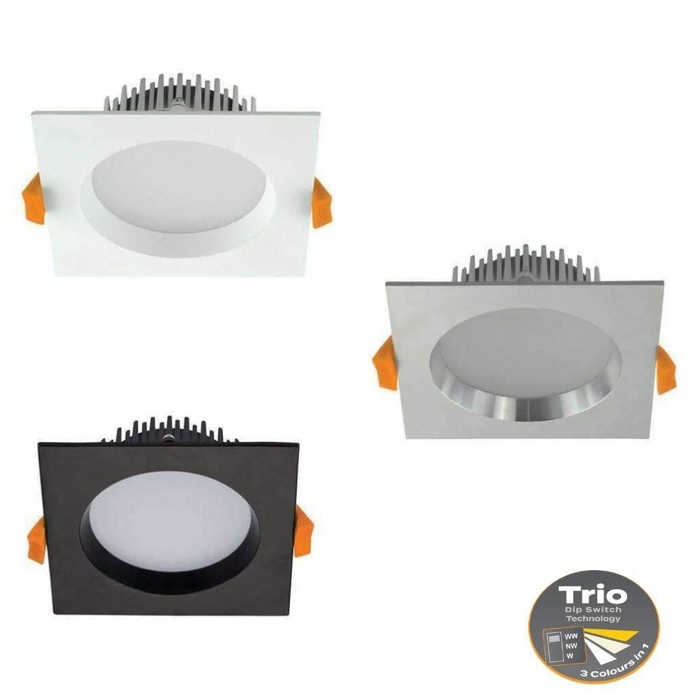 Domus DECO-13 LED Downlight - 13W, Tri-Colour, Dimmable, IP44, Square, Deep Face-Domus Lighting-Ozlighting.com.au