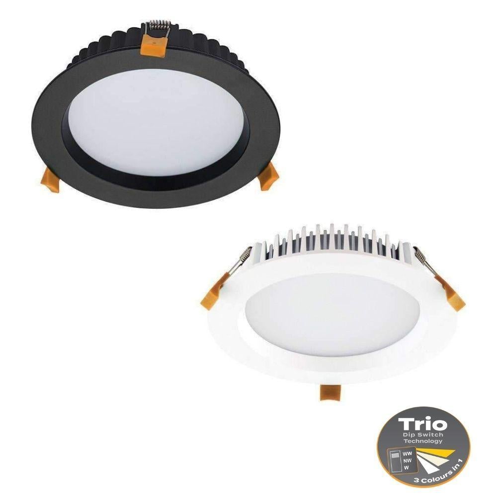 Domus DECO-20 LED Downlight - 20W, Tri-Colour, Dimmable, IP44, Round, Deep Face-Domus Lighting-Ozlighting.com.au