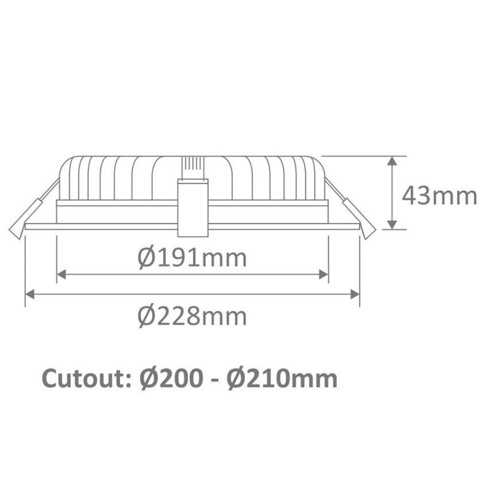 Domus DECO-28 LED Downlight - 28W, Tri-Colour, Dimmable, IP44, Round, Deep Face-Domus Lighting-Ozlighting.com.au