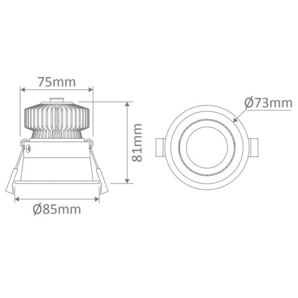 Domus DEEP-10-TRIO LED Downlight - 10W, Tri-Colour, Dimmable, Deepset-Domus Lighting-Ozlighting.com.au