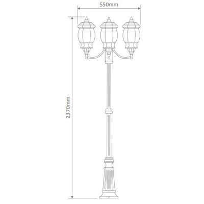 Domus GT-1045 Vienna - Three Head Curved Arm Tall Post-Domus Lighting-Ozlighting.com.au