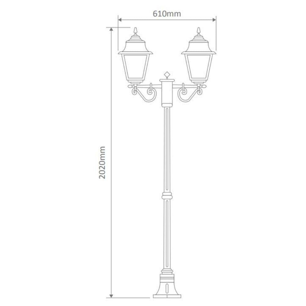 Domus GT-237 Paris Post Light - Twin Head-Domus Lighting-Ozlighting.com.au