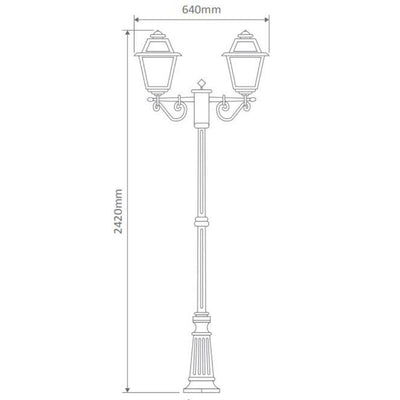 Domus GT-280 Avignon - Twin Head Tall Post Light-Domus Lighting-Ozlighting.com.au