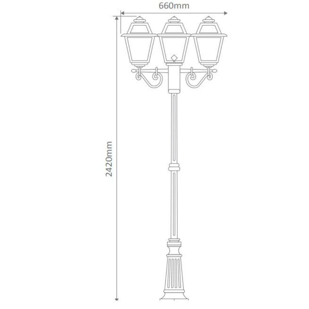Domus GT-282 Avignon Post Light - Triple Head-Domus Lighting-Ozlighting.com.au