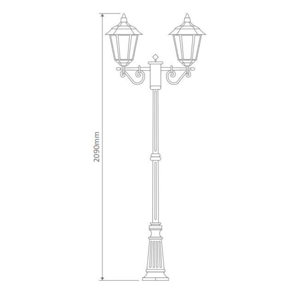 Domus GT-427 Turin Post Light - Twin Head-Domus Lighting-Ozlighting.com.au