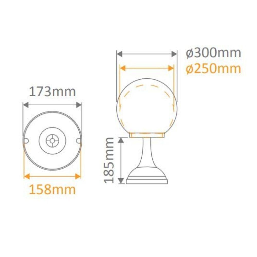 Domus GT-503 Siena - 25cm Sphere Exterior Pillar Mount-Domus Lighting-Ozlighting.com.au