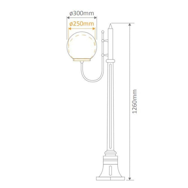 Domus GT-607 Lisbon - 30cm Sphere Curved Arm Short Post Light-Domus Lighting-Ozlighting.com.au