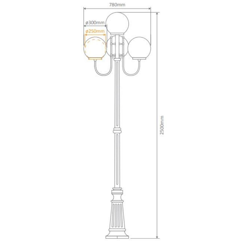 Domus GT-626 Lisbon - Four 25cm Spheres Curved Arms Tall Post Light-Domus Lighting-Ozlighting.com.au