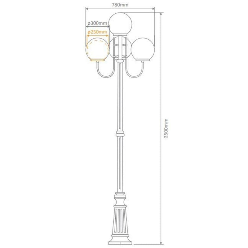 Domus GT-627 Lisbon - Four 30cm Spheres Curved Arms Tall Post Light-Domus Lighting-Ozlighting.com.au