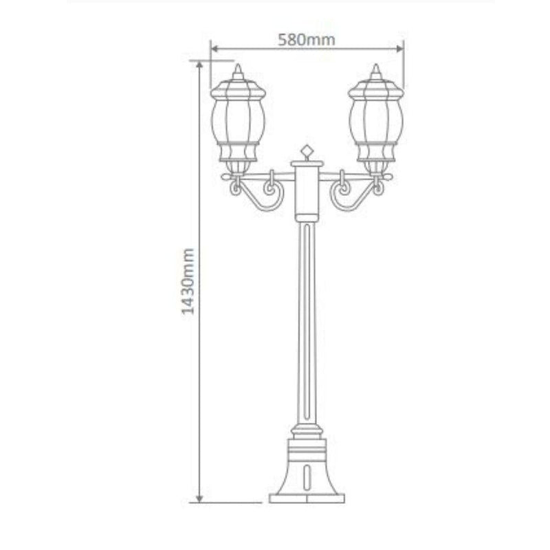 Domus GT-675 Vienna - Twin Head Short Post Light-Domus Lighting-Ozlighting.com.au