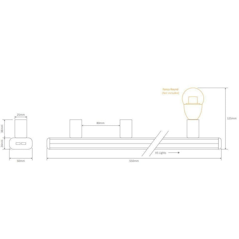 Domus HL-804-5 - 5 Light Hollywood Light 55cm-Domus Lighting-Ozlighting.com.au