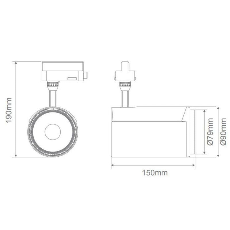 Domus MARS-25-DIM - 25W LED 3-Circuit Dimmable Track Mounted Head Spot Light-Domus Lighting-Ozlighting.com.au