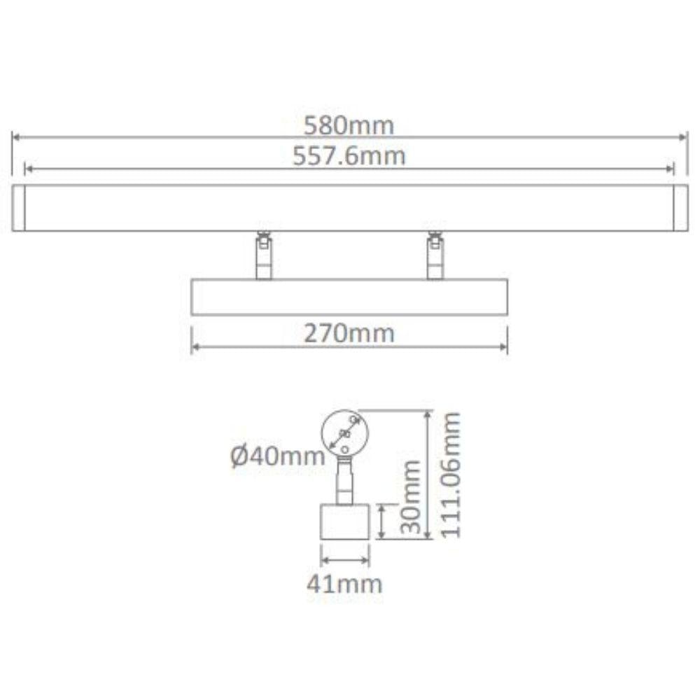 Domus MIRROR-10 LED Wall Vanity or Picture Light - 10W, Tri-Colour, 580mm-Domus Lighting-Ozlighting.com.au