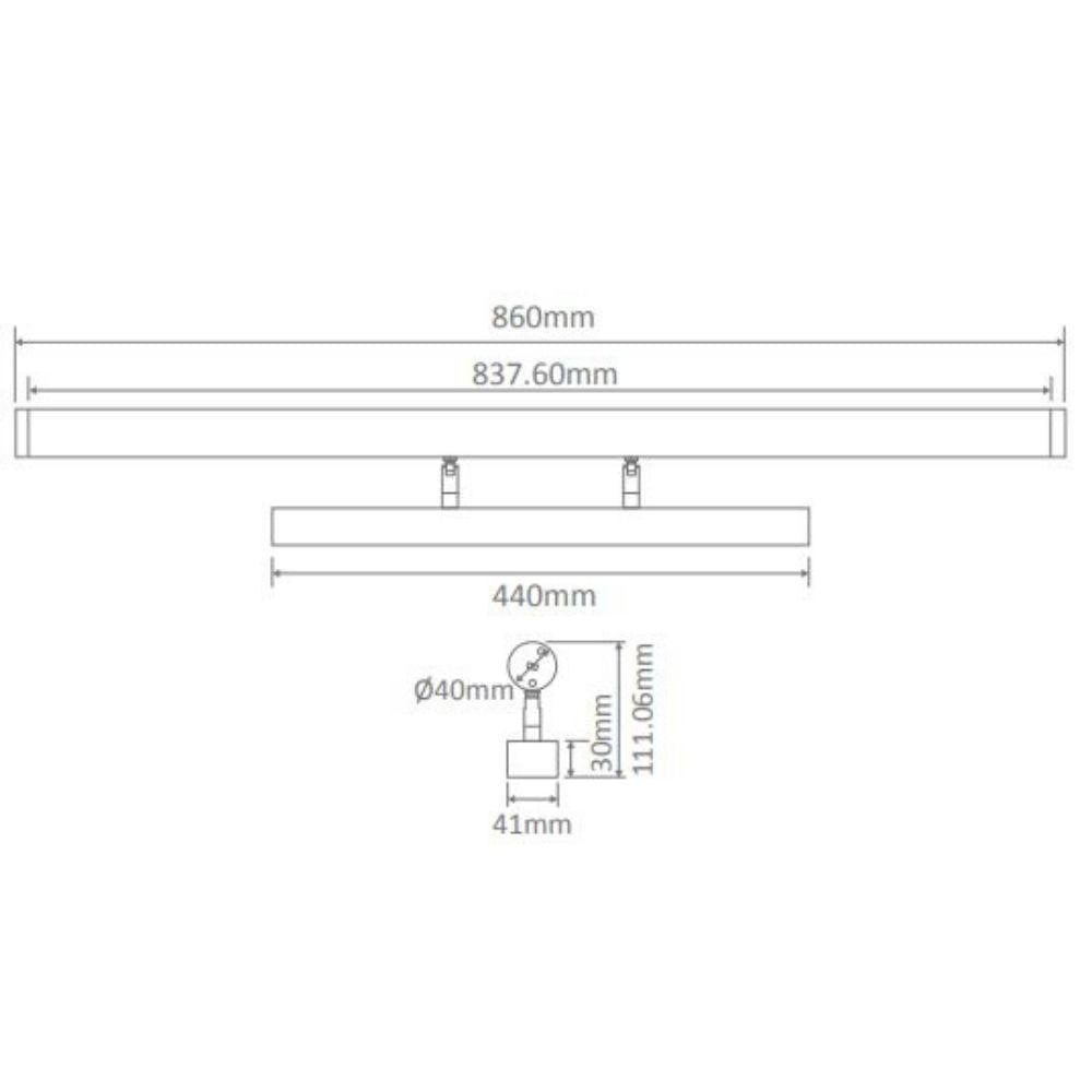 Domus MIRROR-15 LED Wall Vanity or Picture Light - 15W, Tri-Colour, 860mm-Domus Lighting-Ozlighting.com.au