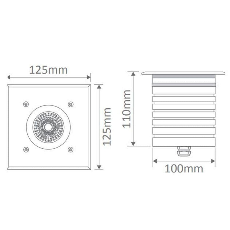 Domus MODULA-S - Square 9W 24V LED Inground Light Aluminium - DRIVER REQUIRED-Domus Lighting-Ozlighting.com.au