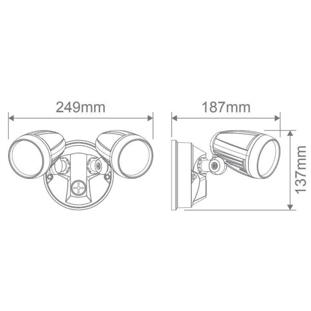 Domus MURO-PRO-30 LED Spotlight - 30W, Tri-Colour, IP54, Twin Head-Domus Lighting-Ozlighting.com.au