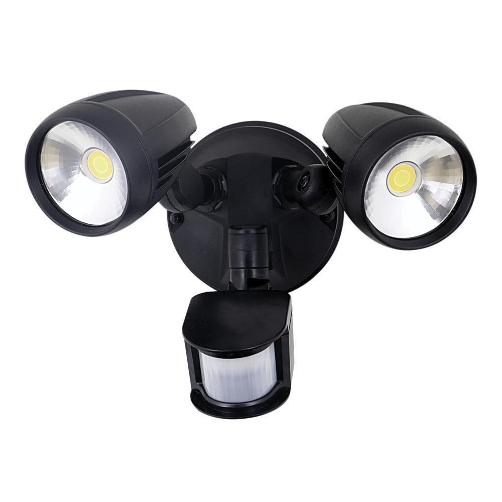 Domus MURO-PRO-30S - 30W LED Tri-Colour Twin Head Exterior Spotlight With Sensor IP44-Domus Lighting-Ozlighting.com.au