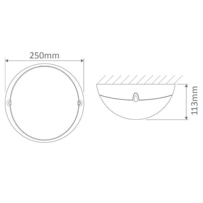 Domus POLYDOME - 250/340/425mm Round Polycarbonate Exterior Ceiling Light-Domus Lighting-Ozlighting.com.au