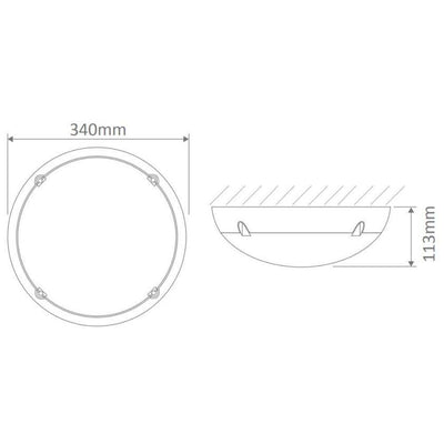 Domus POLYDOME - 250/340/425mm Round Polycarbonate Exterior Ceiling Light-Domus Lighting-Ozlighting.com.au