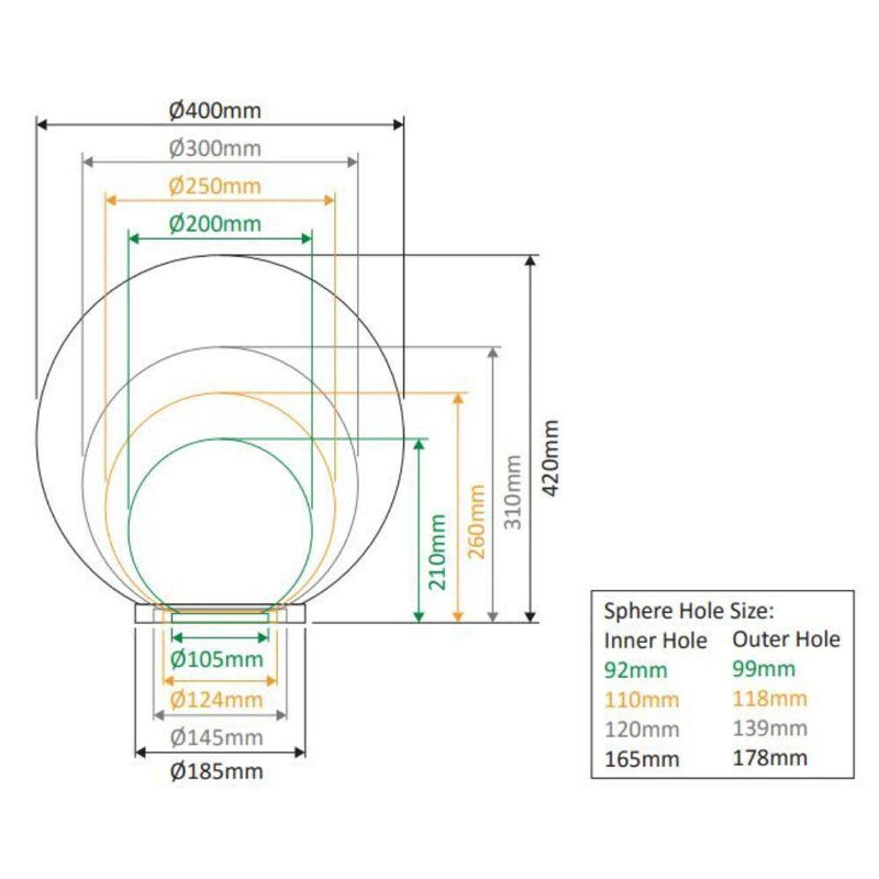 Domus POLYSPHERE - 200/250/300/400mm Polycarbonate Sphere And Base IP44-Domus Lighting-Ozlighting.com.au