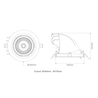 Domus SCOOP-25-TRIO - 25W LED Tri-Colour Dimmable Scoop Adjustable Downlight-Domus Lighting-Ozlighting.com.au