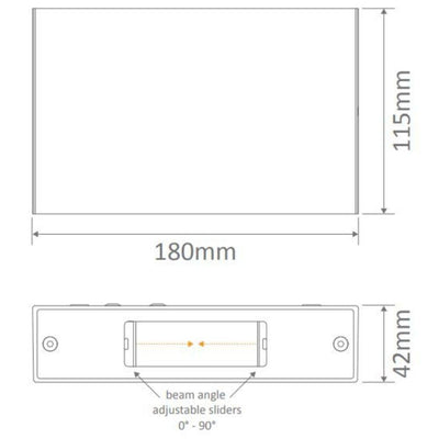 Domus SIERRA-12-SQR - 12W LED Modern Exterior Adjustable Lens Cover Up/Down Wall Light IP65-Domus Lighting-Ozlighting.com.au