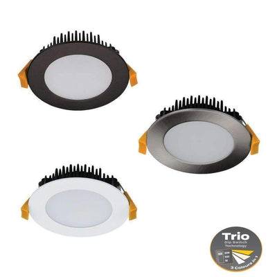 Domus TEK-10-TRIO - 10W LED Tri-Colour Dimmable Round Flat Face Downlight IP44-Domus Lighting-Ozlighting.com.au