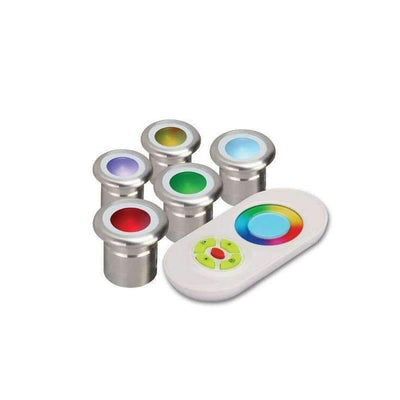 Domus VIVID-5PK-RGB - Five Pack LED Deck Light IP67 Plug'n'Play DIY Kit S/Steel - RGB-Domus Lighting-Ozlighting.com.au