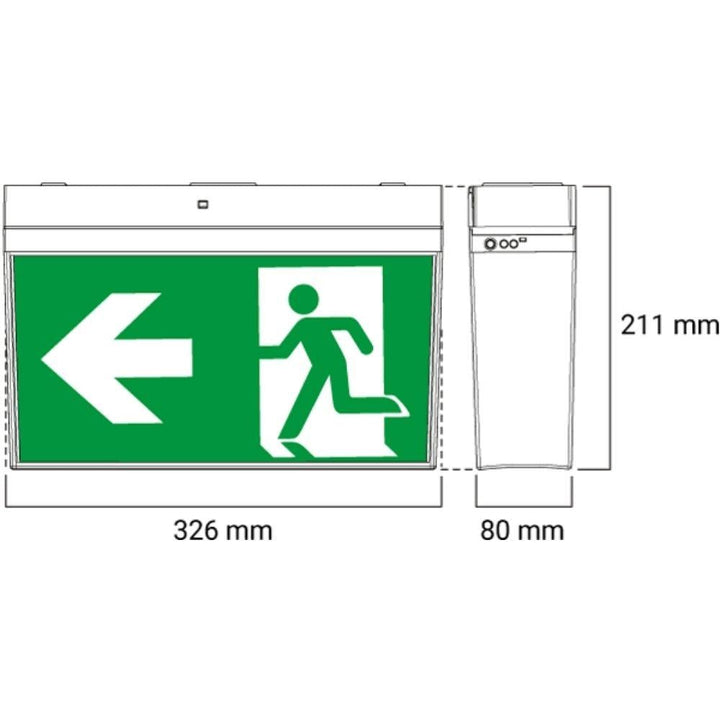 Ektor MERCURY - 1W Emergency Exit with 300×150 Decal IP20-Ektor Lighting-Ozlighting.com.au
