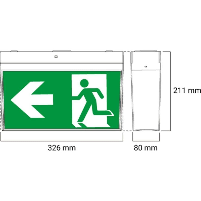Ektor MERCURY - 1W Emergency Exit with 300×150 Decal IP20-Ektor Lighting-Ozlighting.com.au