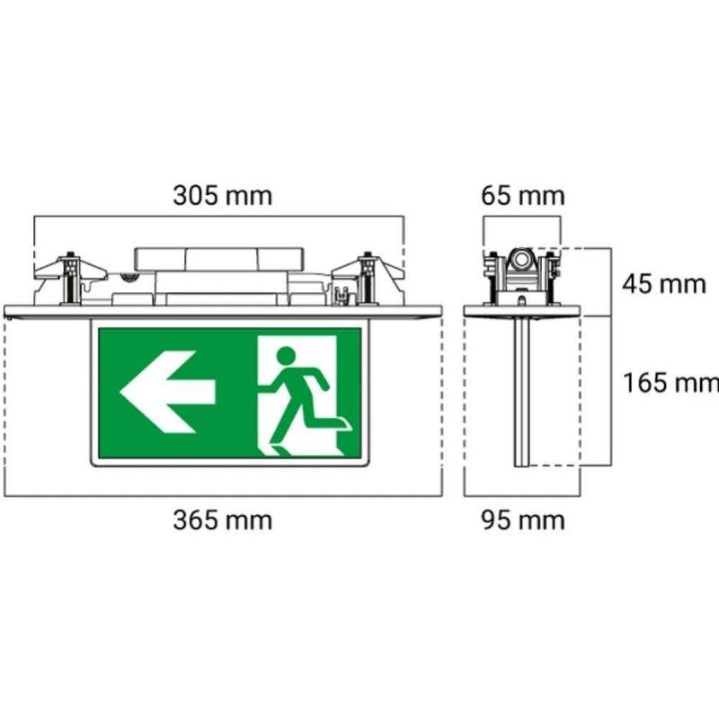 Ektor RAZOR-16M-LK - 1.75W LED Lynk Recessed Slimblade Emergency Exit Sign Light IP20-Ektor Lighting-Ozlighting.com.au