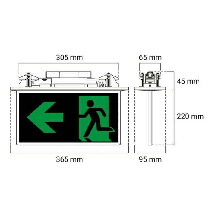 Ektor RAZOR-24M - 1.7W LED Recessed Emergency Edgelite Blade Exit Sign Light IP20-Ektor Lighting-Ozlighting.com.au