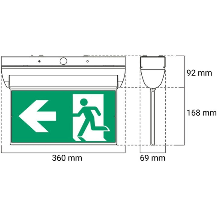 Ektor RAZOR-SWING-24M - 1.7W LED Swing Wall / Ceiling Mounted Emergency Blade Edgelit Exit Sign Light IP20-Ektor Lighting-Ozlighting.com.au