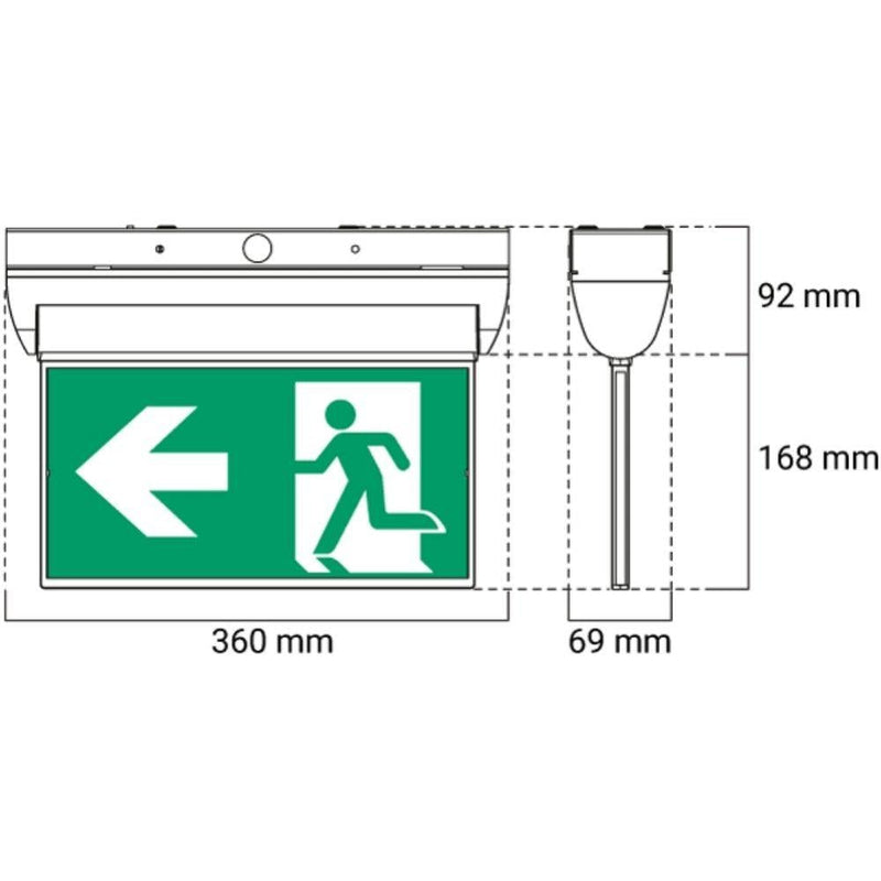 Ektor RAZOR-SWING-24M-LK - 1.7W LED Lynk Swing Wall / Ceiling Mounted Emergency Blade Edgelit Exit Sign Light IP20-Ektor Lighting-Ozlighting.com.au