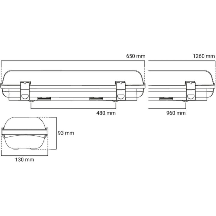 Ektor UMBRA-ADV-WP - 17W/36W LED Wide Body 600mm 2FT / 1200mm 4FT Tri-Colour Dual Power Weatherproof Batten IP65-Ektor Lighting-Ozlighting.com.au