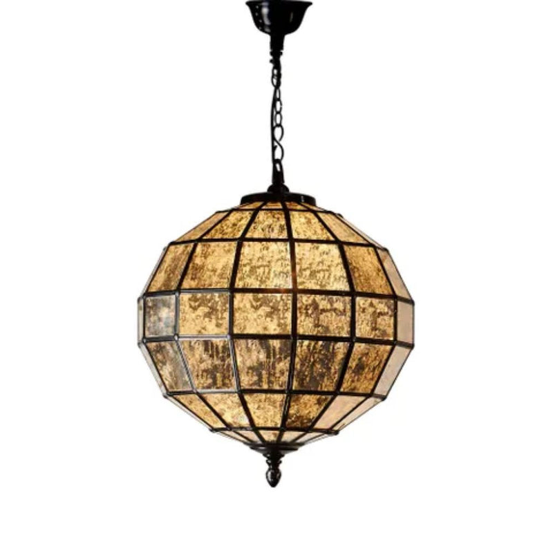 Emac & Lawton MERCURY - 1 Light Round Sphere Stained Glass Ceiling Pendant-Emac & Lawton-Ozlighting.com.au