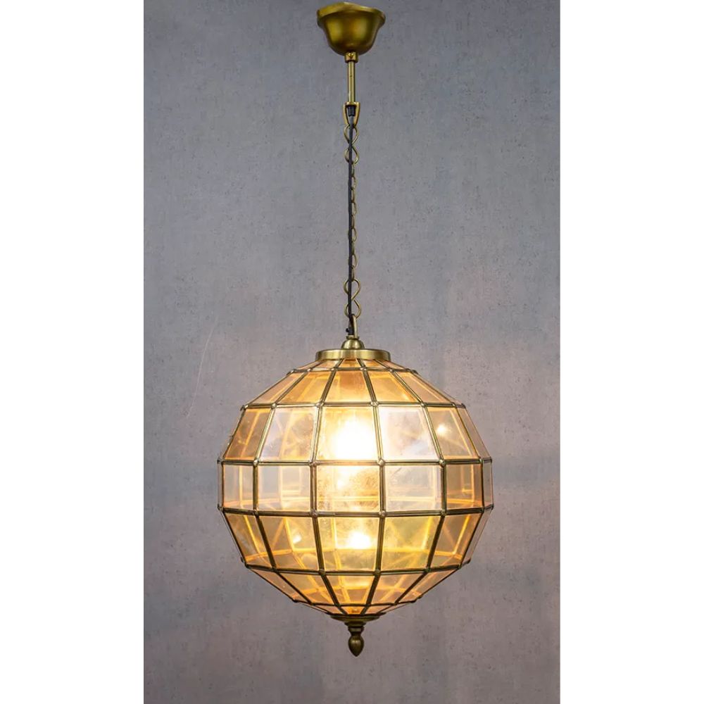 Emac & Lawton PRINCE ALBERT Pendant - 1 Light Medium Round Sphere Stained Glass-Emac & Lawton-Ozlighting.com.au