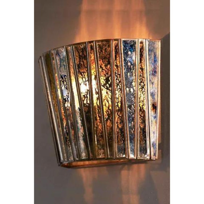 Emac & Lawton ROOSEVELT - Half Round Interior Antique Copper And Stained Glass Wall Light-Emac & Lawton-Ozlighting.com.au