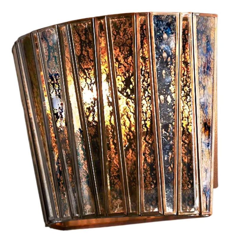 Emac & Lawton ROOSEVELT - Half Round Interior Antique Copper And Stained Glass Wall Light-Emac & Lawton-Ozlighting.com.au