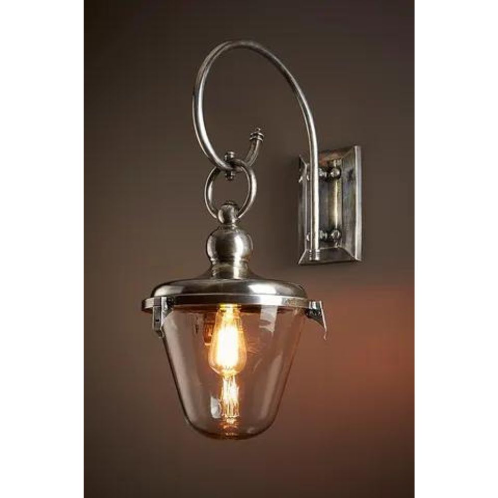 Emac & Lawton SAVOY Outdoor Wall Light - Max. 40W, Antique Silver, with Glass Shade-Emac & Lawton-Ozlighting.com.au