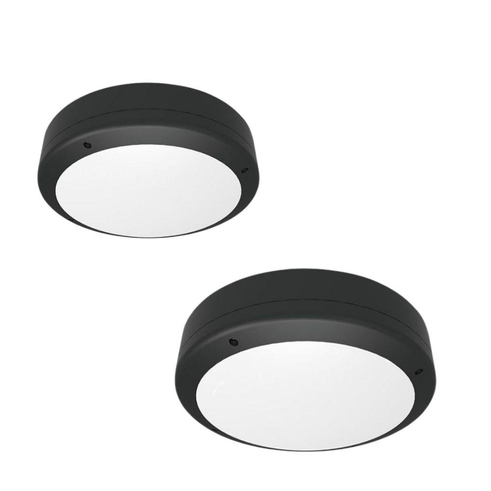 Energetic ROTUNDA LED Bunker Light - 9W/18W, IP65, Round, 265mm, 350mm, Black-Energetic Lighting-Ozlighting.com.au