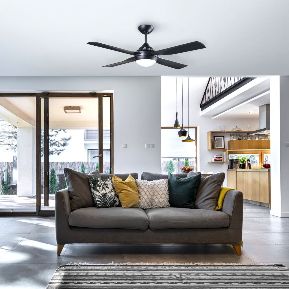 Fantech Trade QUINTON-52-LED-LIGHT - 4 Blade 1320mm 52" AC Ceiling Fan with 18W Tri-Colour Switchable LED Light-Fantech Trade-Ozlighting.com.au