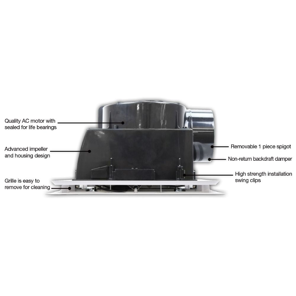 Fantech Trade Response Radiance Exhaust Fan - Square, IPX4, Light-Fantech Trade-Ozlighting.com.au