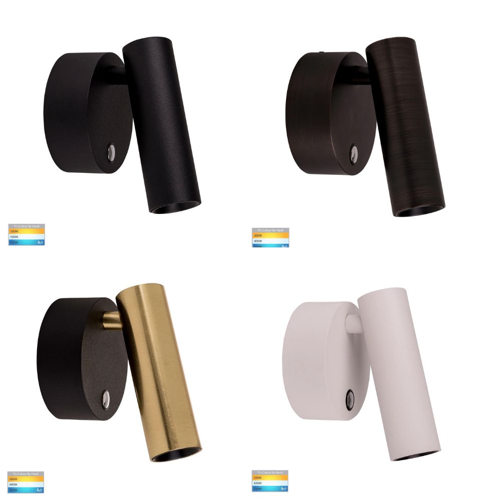 Havit LESEN LED Wall Light - 5W, Tri-Colour, Dimmable, IP20, Single, Adjustable-Havit Lighting-Ozlighting.com.au