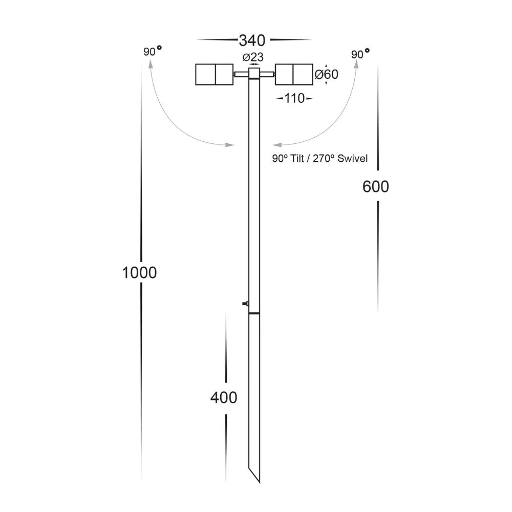 Havit TIVAH - Solid Brass TRI Colour Double Adjustable Spike Spotlight - DRIVER REQUIRED-Havit Lighting-Ozlighting.com.au