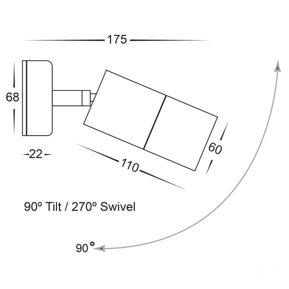 Havit TIVAH Wall Light - 7W, GU10, IP65, Single, Adjustable-Havit Lighting-Ozlighting.com.au