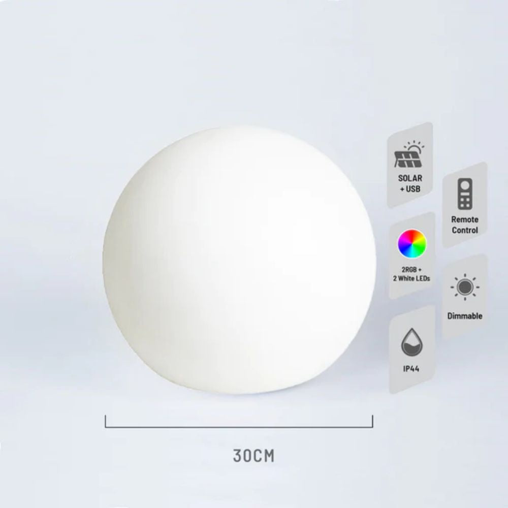 Lexi MOOD LED Light Ball - Mood, 30cm Solar + DC Power-Lexi Lighting-Ozlighting.com.au