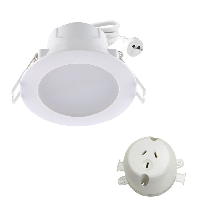 Mercator EKO-2 - 9W LED Tri-Colour Dimmable Round Flat Face PC Downlight Kit With Socket IP44 - 10 Pack-Mercator-Ozlighting.com.au