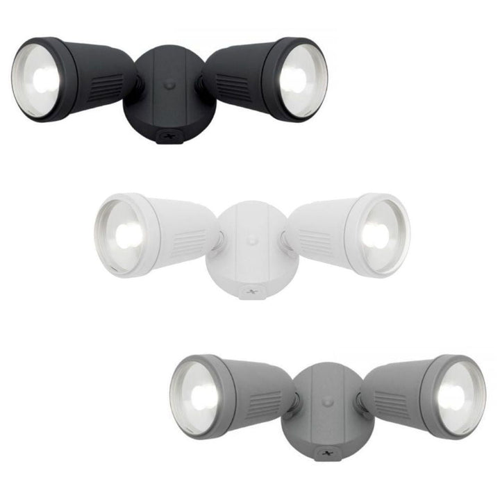 Mercator OTTO - 24W LED Twin Head Exterior Security PC Spotlight IP54 - 4000K-Mercator-Ozlighting.com.au