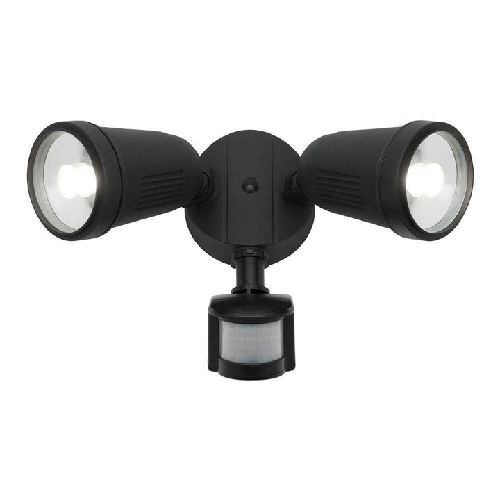 Mercator OTTO - 24W LED Twin Head Exterior Security PC Spotlight With Sensor IP54 - 4000K-Mercator-Ozlighting.com.au